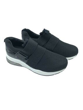 Womens Sneakers Wedge Slip On Mesh Hook & Loop Black Size 8